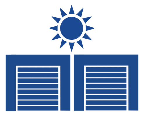 two storage unit icons with a sun above them